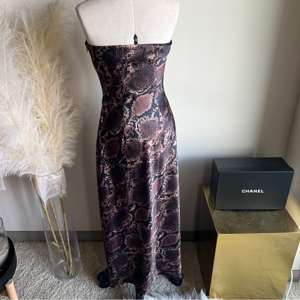 Strapless Neutral Python Maxi Slip Dress NWT - image 11